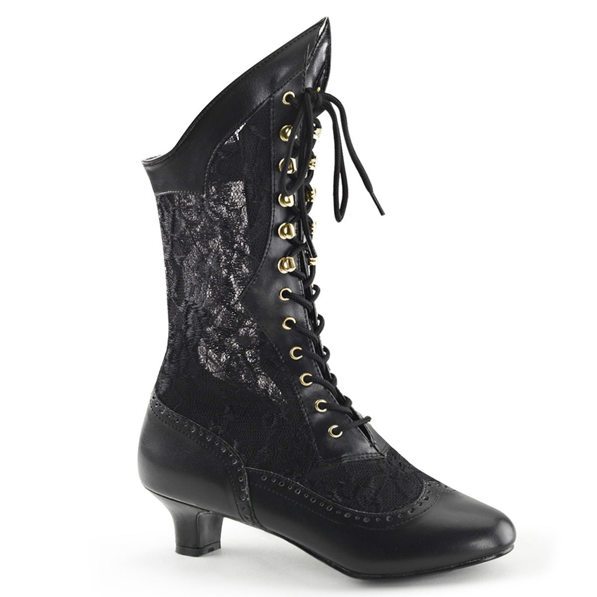 DAME-115 Fancy Dress Costume Funtasma Women's Boots Blk Pu-Lace