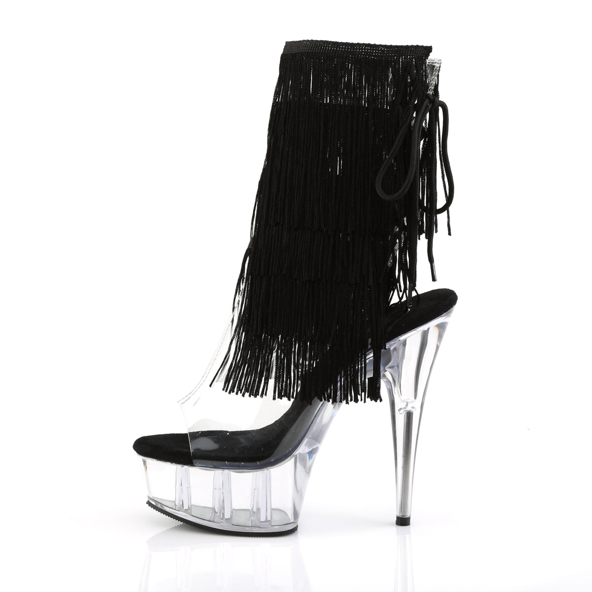 DELIGHT-1017TF Pleaser Clear-Black/Clear Platform Shoes (Sexy Ankle Boots)