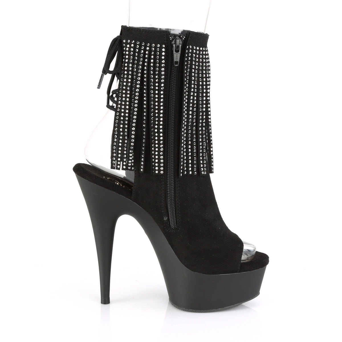 DELIGHT-1018RSF Pleaser Black Faux Suede/Black Matte Platform Shoes (Sexy Ankle Boots)