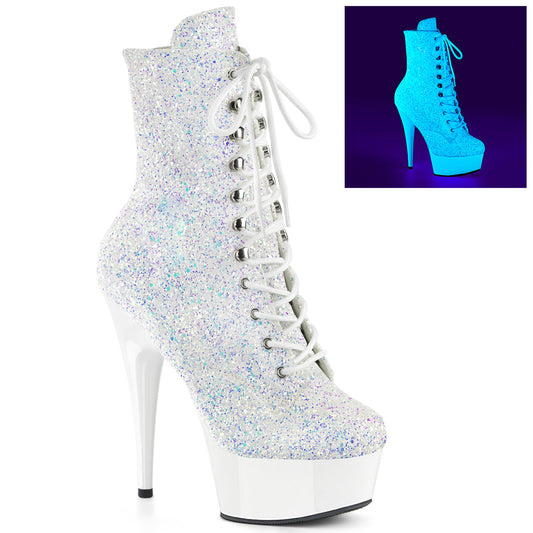 DELIGHT-1020LG Pleaser Neon White Multi Glitter/Neon White Platform Shoes (Sexy Shoes)