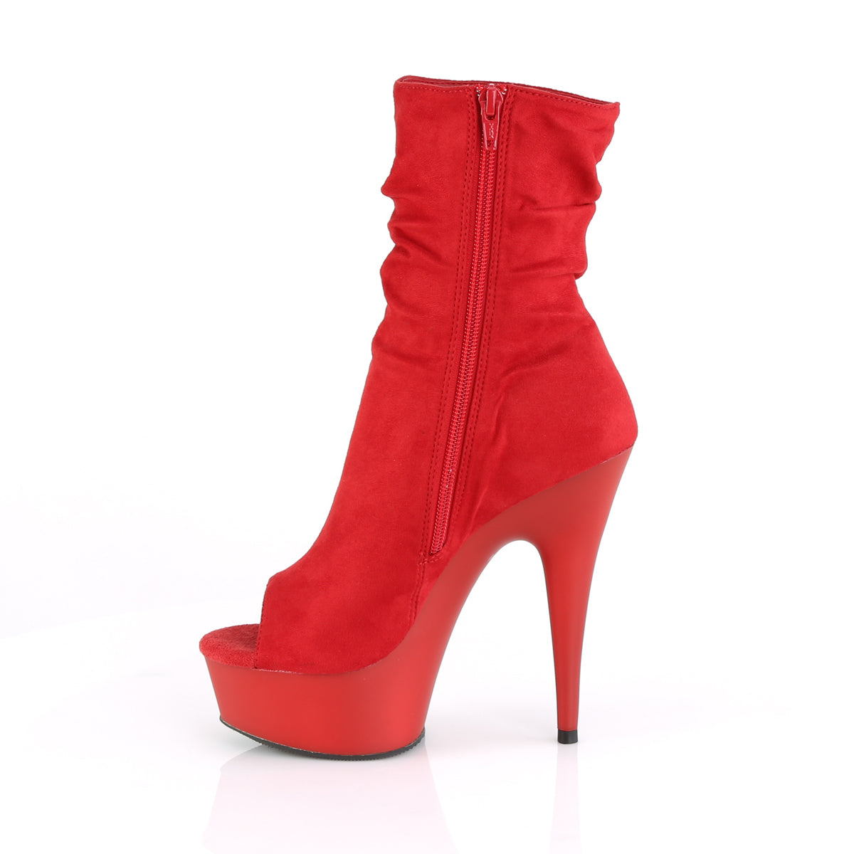 DELIGHT-1031 Pleaser Red Faux Suede/Red Matte Platform Shoes (Sexy Ankle Boots)