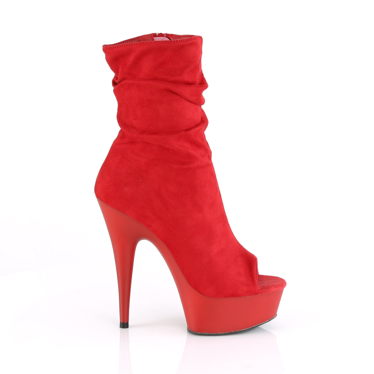 DELIGHT-1031 Pleaser Red Faux Suede/Red Matte Platform Shoes (Sexy Ankle Boots)