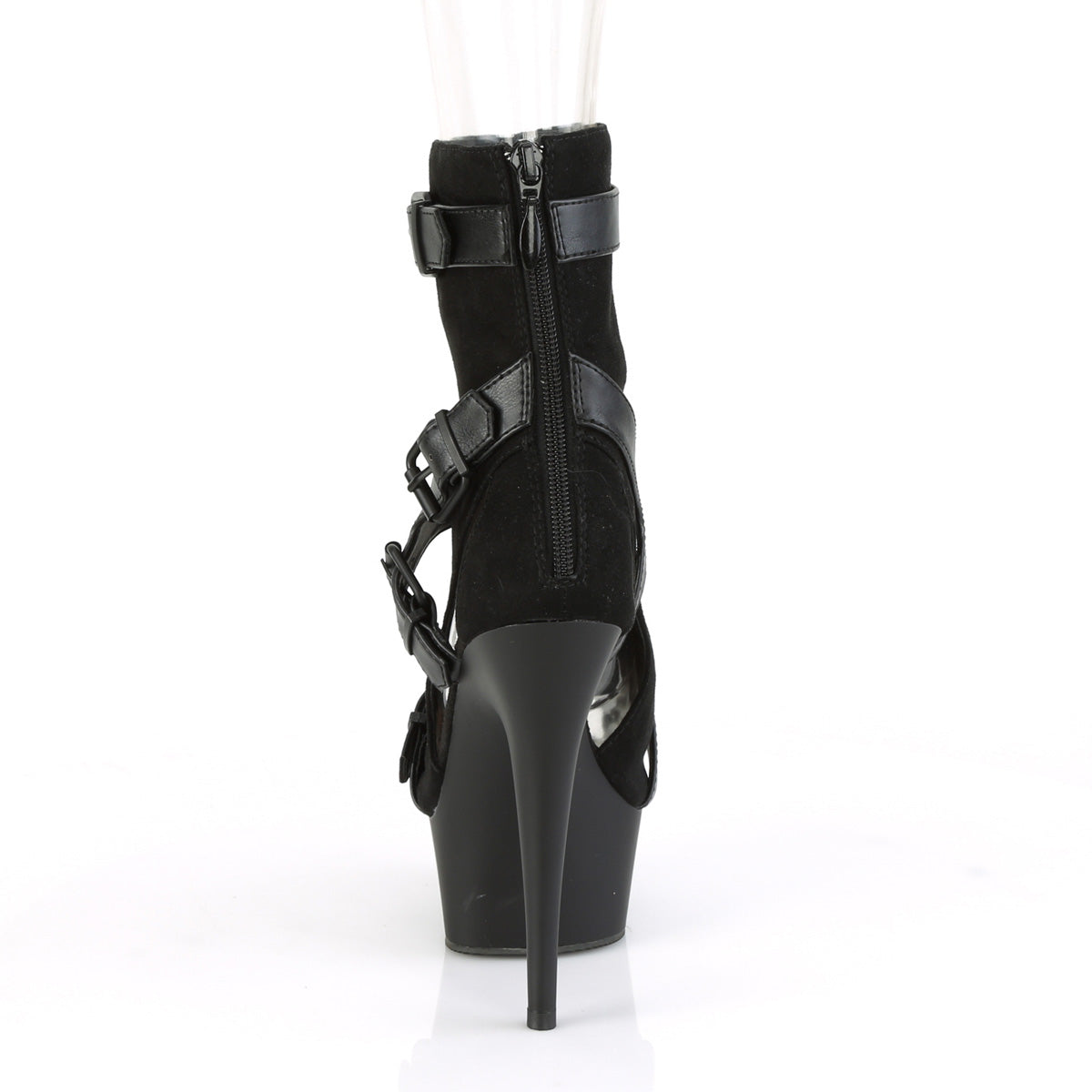 DELIGHT-1037 Pleaser Black Faux Suede-Faux Leather/Black Matte Platform Shoes (Sexy Ankle Boots)