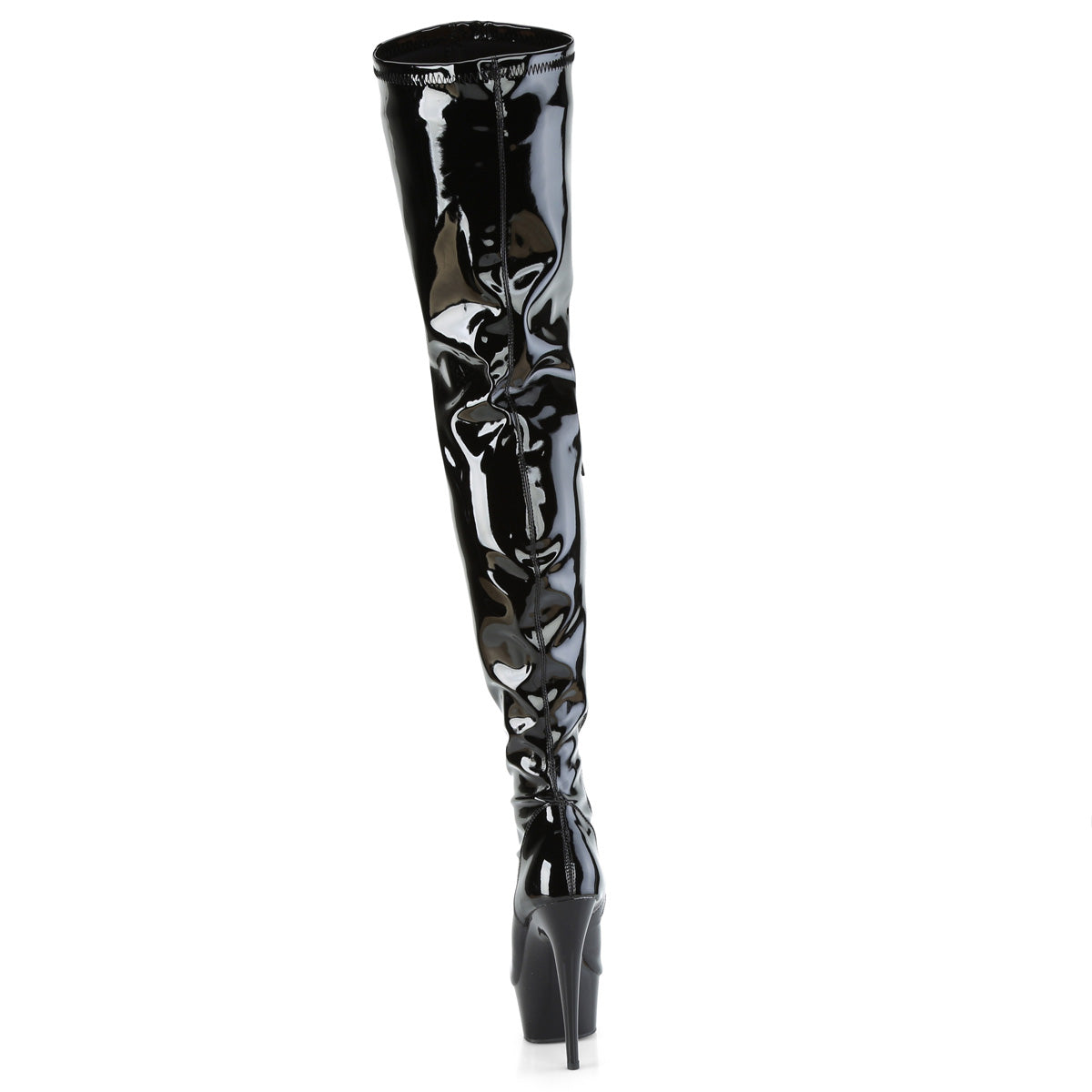 DELIGHT-3000BONE Pleaser Black Stretch Patent/Black Platform Shoes (Sexy Thigh High Boots)