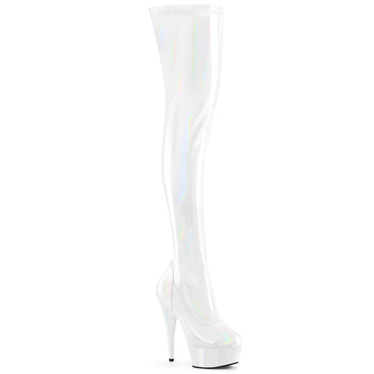 DELIGHT-3000HWR Pleaser White Hologram Patent Platform Shoes (Sexy Shoes)