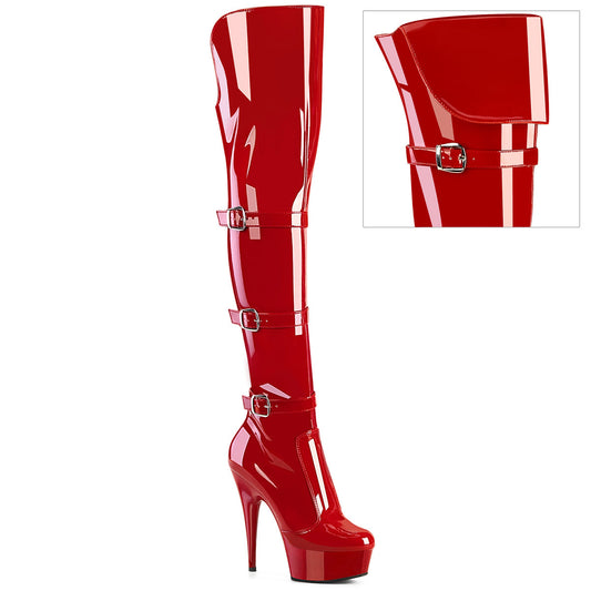 DELIGHT-3018 Pleaser Red Stretch Patent/Red Platform Shoes (Sexy Shoes)