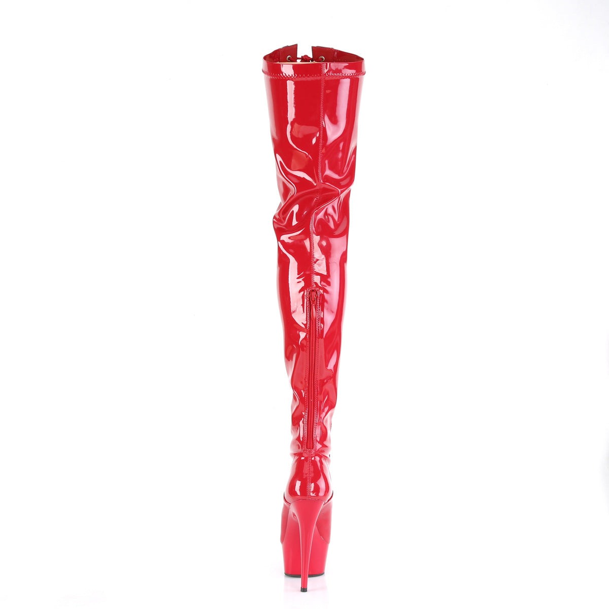 DELIGHT-3027 Pleaser Red-Black Stretch Patent/Red Platform Shoes (Sexy Thigh High Boots)