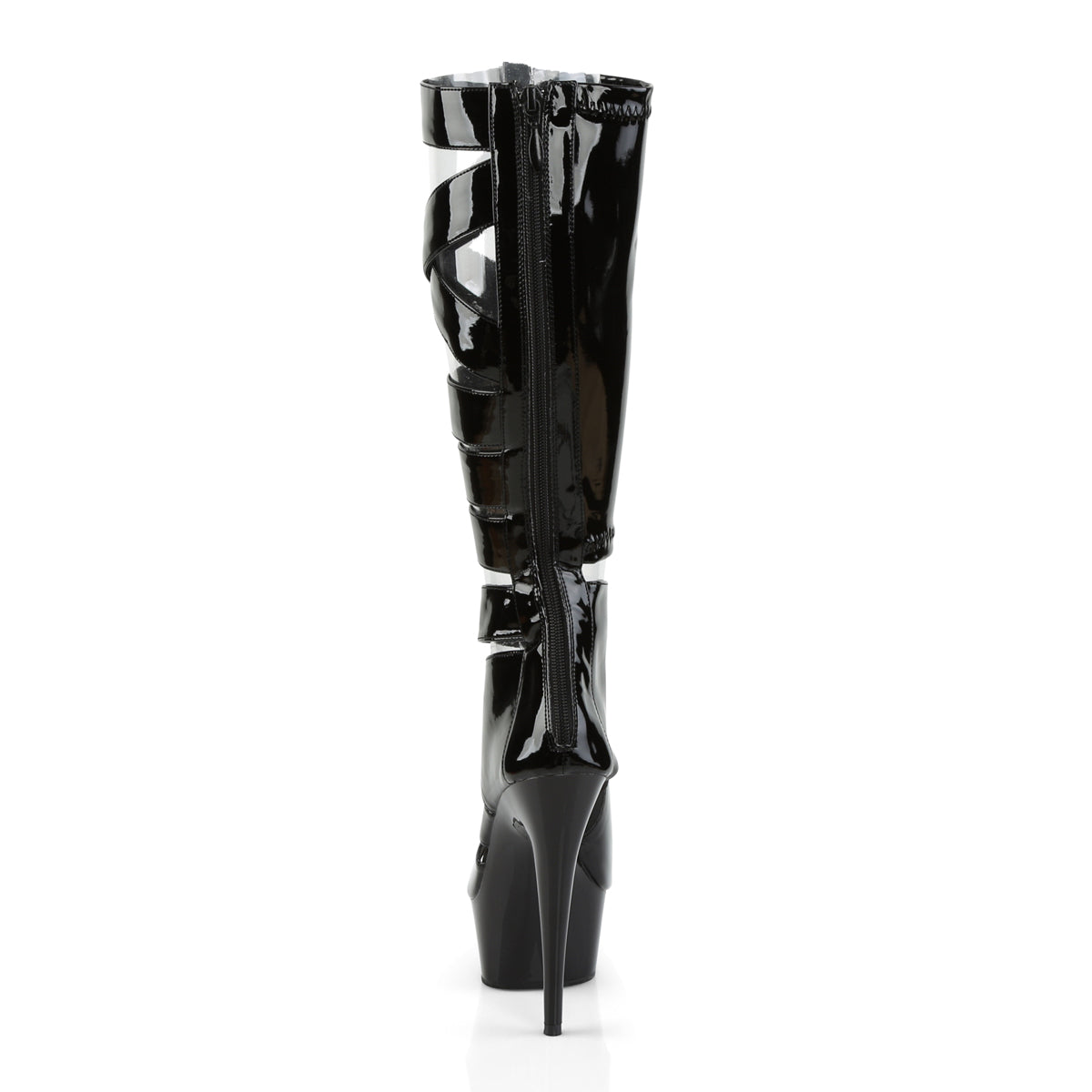 DELIGHT-600-49 Pleaser Black Stretch Patent/Black Platform Shoes (Sexy Shoes)