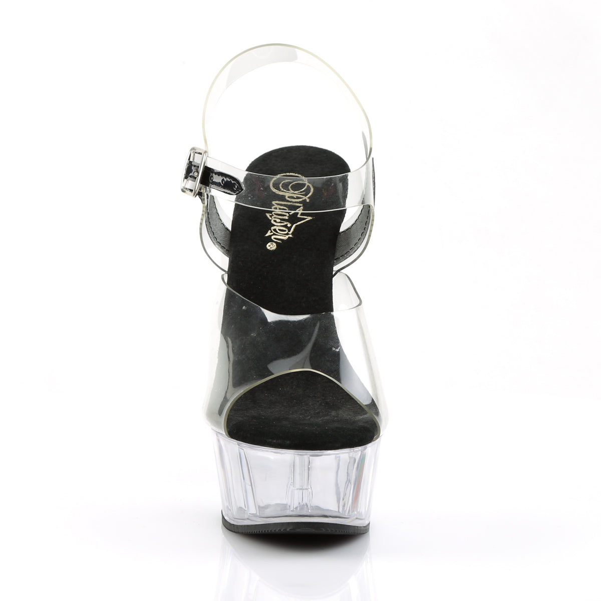 DELIGHT-608 Pleaser Clear-Black/Clear Platform Shoes (Sexy Shoes)