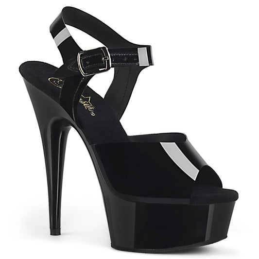 DELIGHT-608N Strippers Heels Pleaser Platforms (Exotic Dancing) Blk (Jelly-Like) TPU/Blk