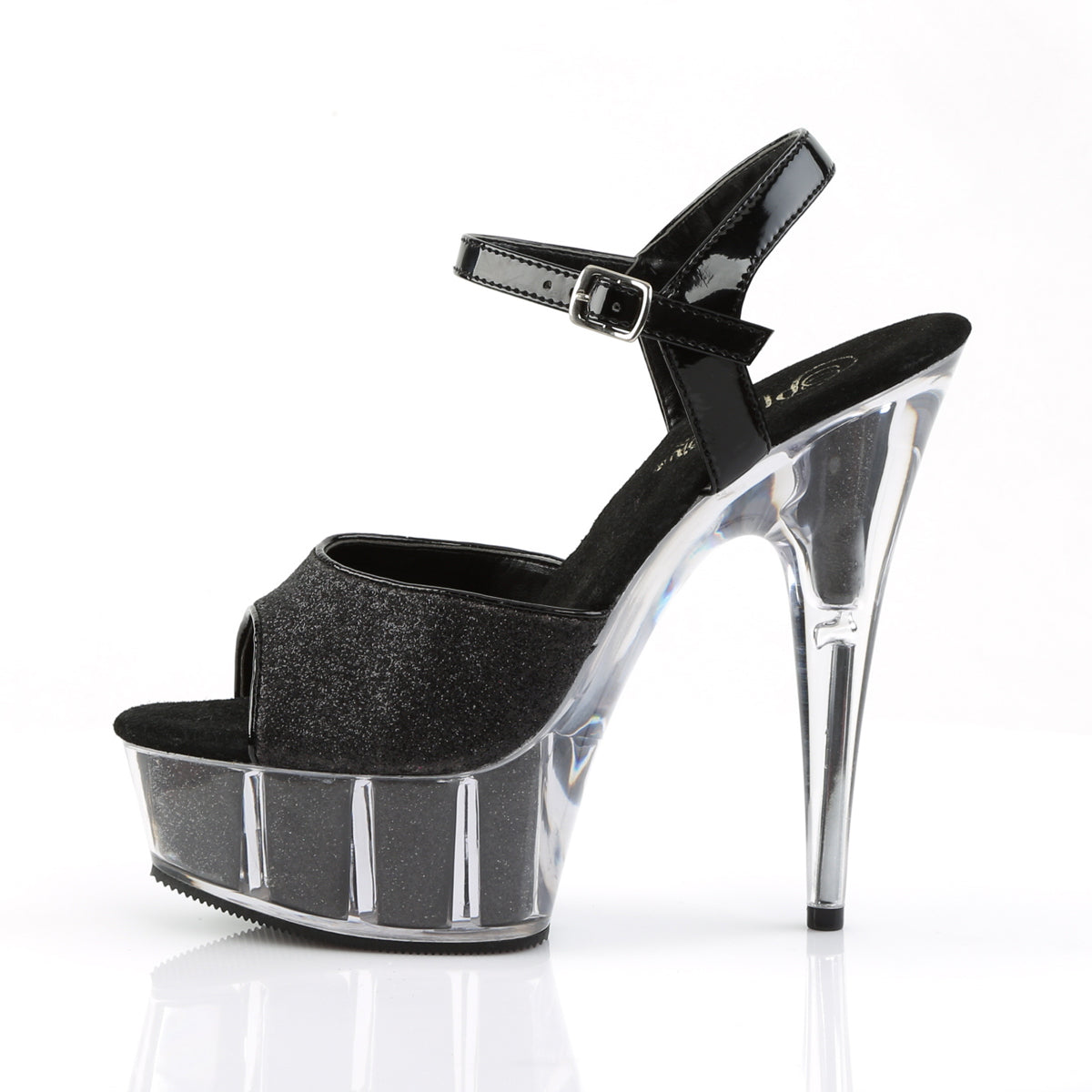 DELIGHT-609-5G Pleaser Black Gltr/Black Gltr Platform Shoes (Sexy Shoes)