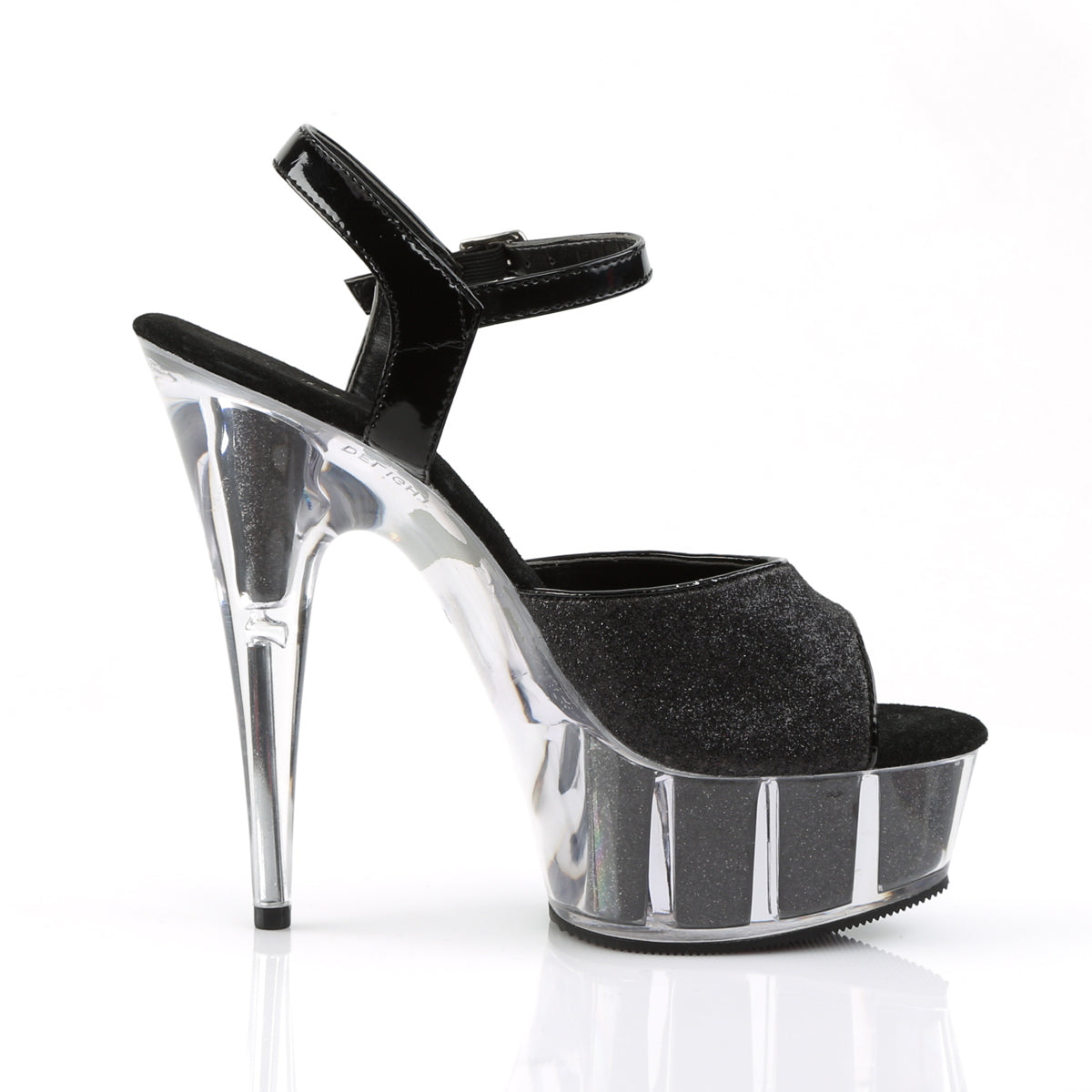 DELIGHT-609-5G Pleaser Black Gltr/Black Gltr Platform Shoes (Sexy Shoes)