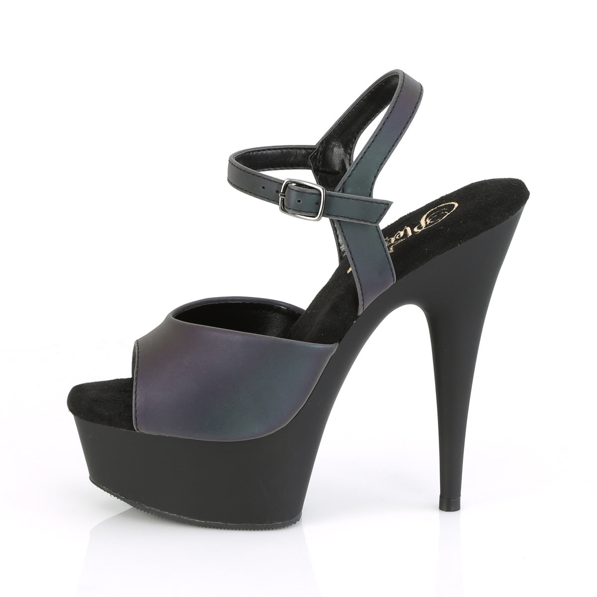 DELIGHT-609REFL Pleaser Green Multi Reflective/Black Matte Platform Shoes (Sexy Shoes)