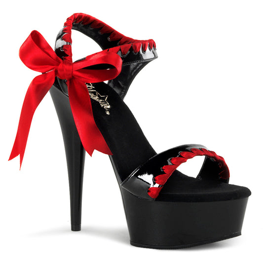 DELIGHT-615 Strippers Heels Pleaser Platforms (Exotic Dancing) Blk-Red/Blk