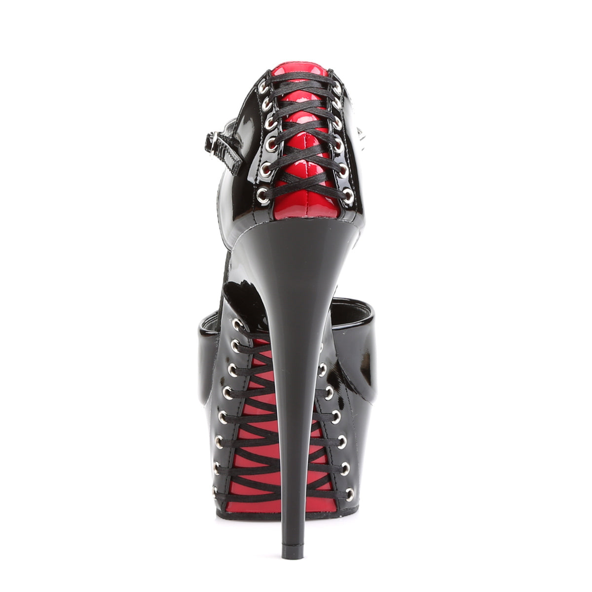 DELIGHT-660FH Pleaser Black-Red Patent/Black Platform Shoes (Sexy Shoes)