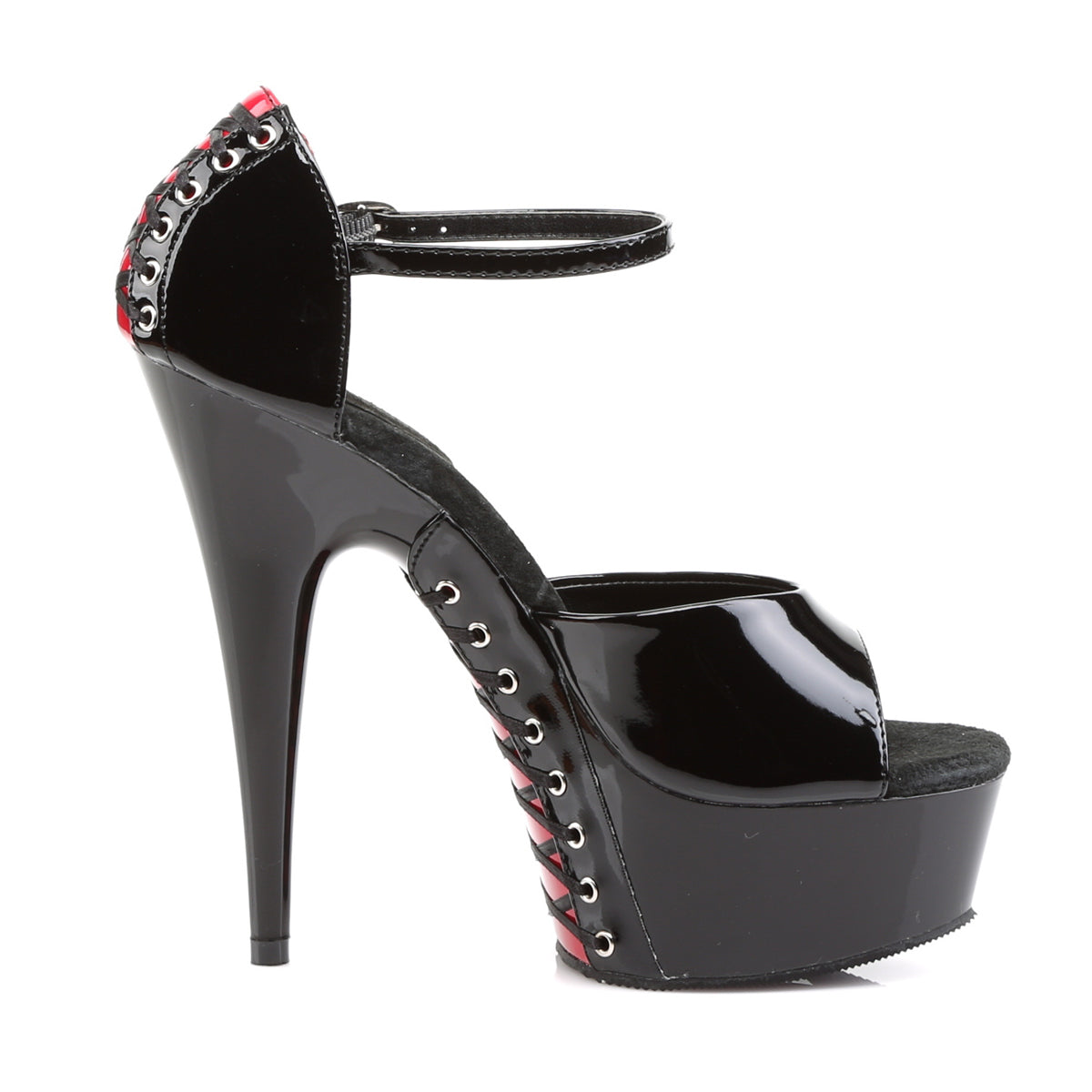 DELIGHT-660FH Pleaser Black-Red Patent/Black Platform Shoes (Sexy Shoes)