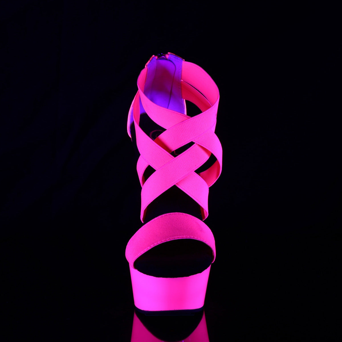 DELIGHT-669UV Pleaser Neon H Pink Elastic Band-Patent/Neon H P. Platform Shoes (Sexy Shoes)