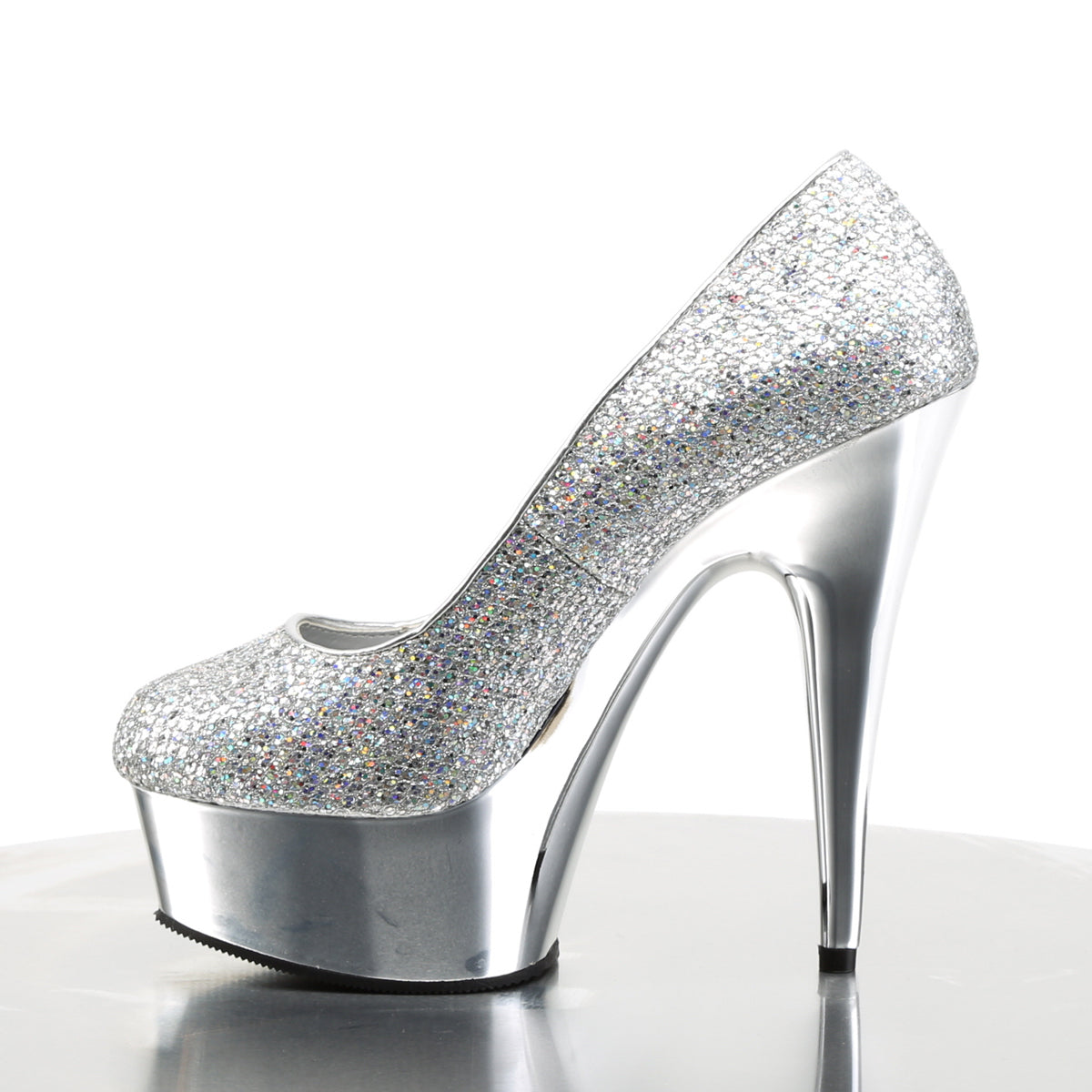 DELIGHT-685G Pleaser Silver Multi Gltr/Silver Chrome Platform Shoes (Sexy Shoes)