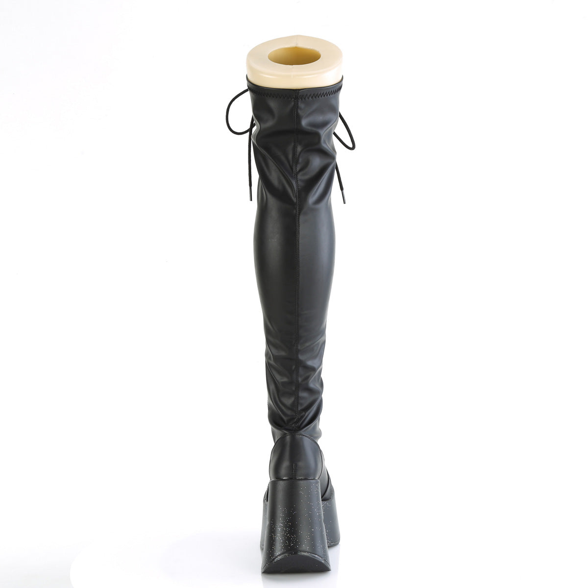 DYNAMITE-300 Demonia Black Stretch Vegan Leather Women's Over-the-Knee Boots (Sexy Shoes)