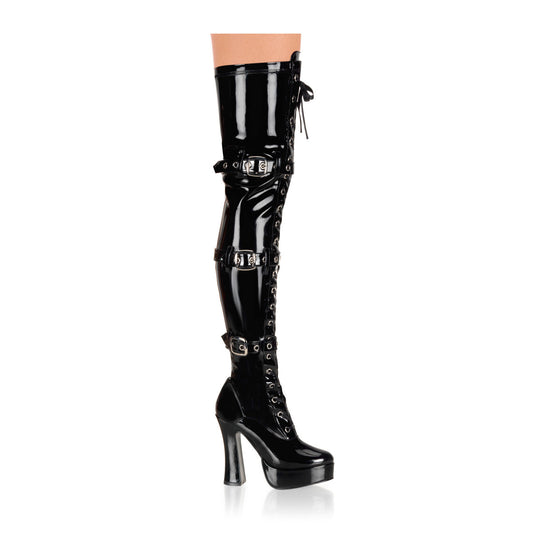 ELECTRA-3028 Strippers Heels Pleaser Platforms (Exotic Dancing) Blk Str Pat