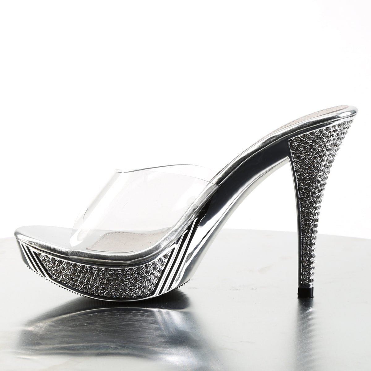 ELEGANT-401 Fabulicious Clear/Silver Chrome Shoes (Sexy Shoes)