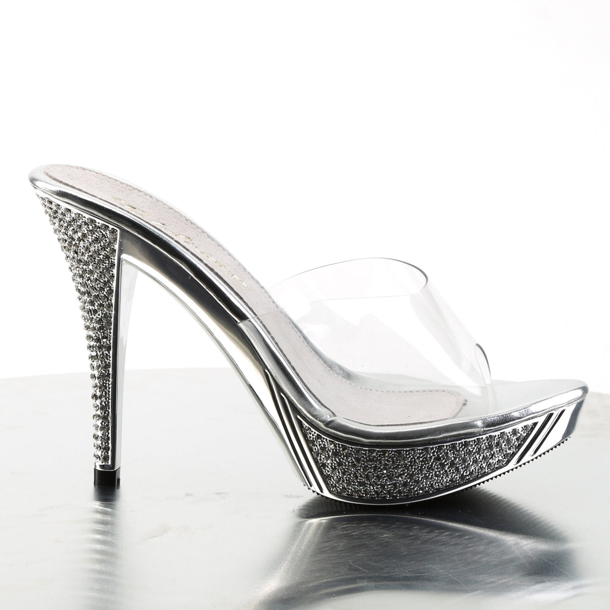 ELEGANT-401 Fabulicious Clear/Silver Chrome Shoes (Sexy Shoes)