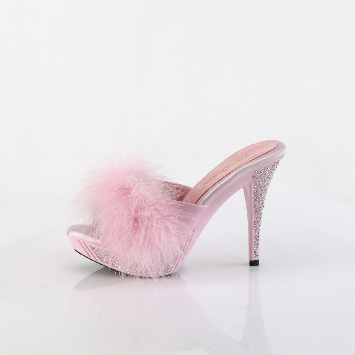 ELEGANT-401F Fabulicious B Pink Marabou-Faux Leather/B Pink Shoes (Sexy Shoes)