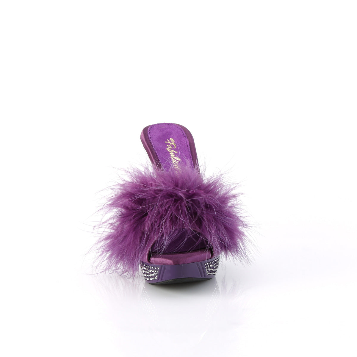 ELEGANT-401F Fabulicious Purple Marabou-Faux Leather/Purple Shoes (Sexy Shoes)