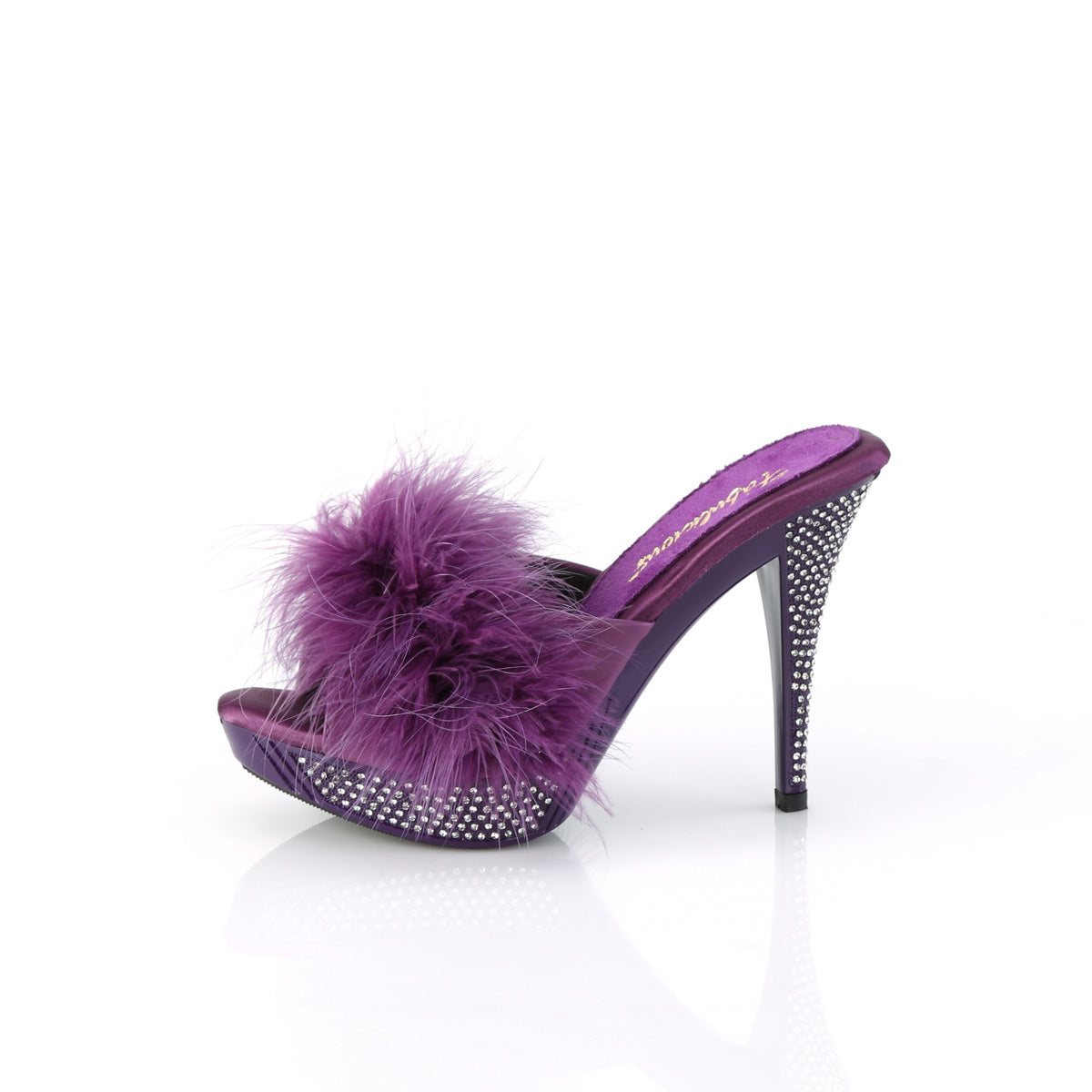 ELEGANT-401F Fabulicious Purple Marabou-Faux Leather/Purple Shoes (Sexy Shoes)