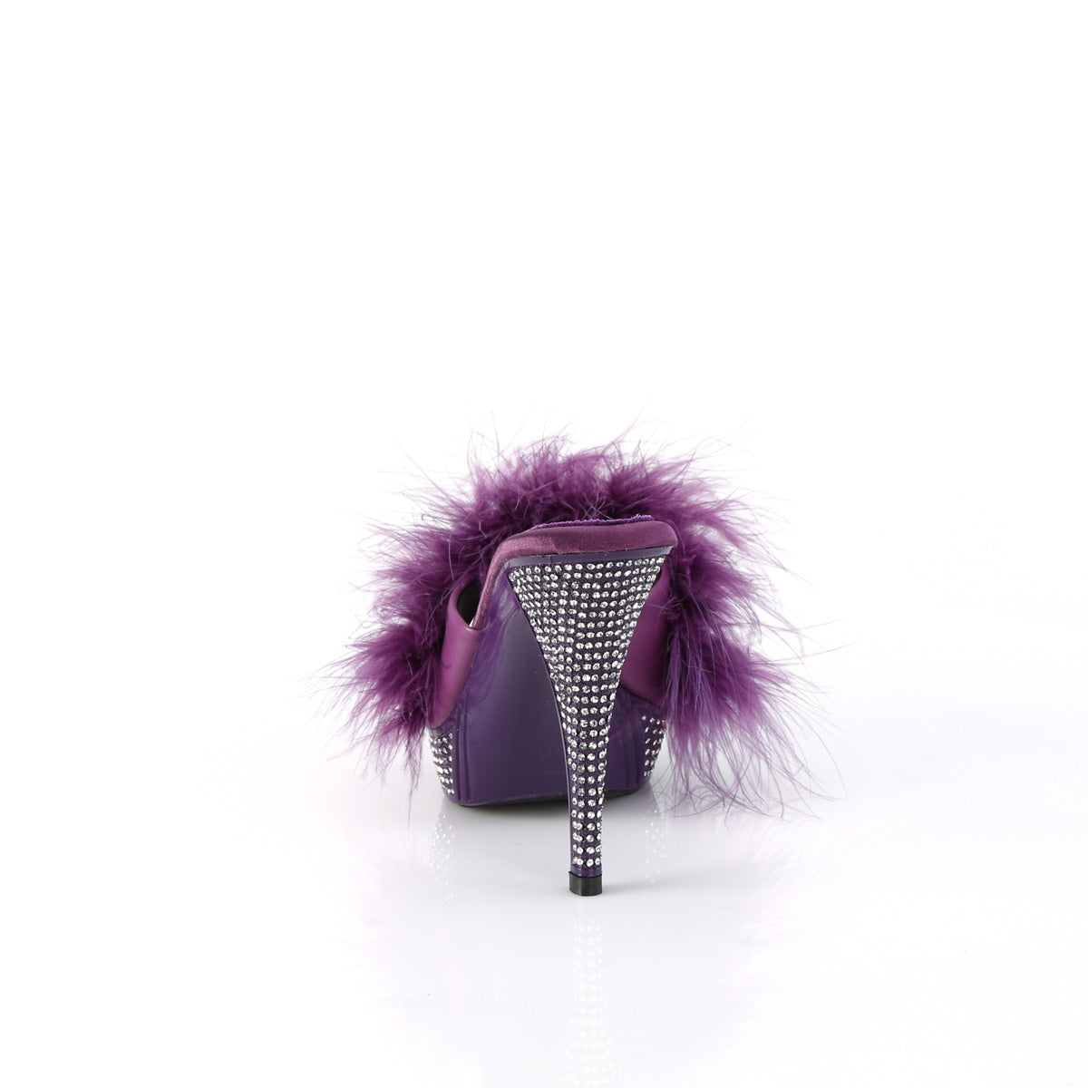 ELEGANT-401F Fabulicious Purple Marabou-Faux Leather/Purple Shoes (Sexy Shoes)