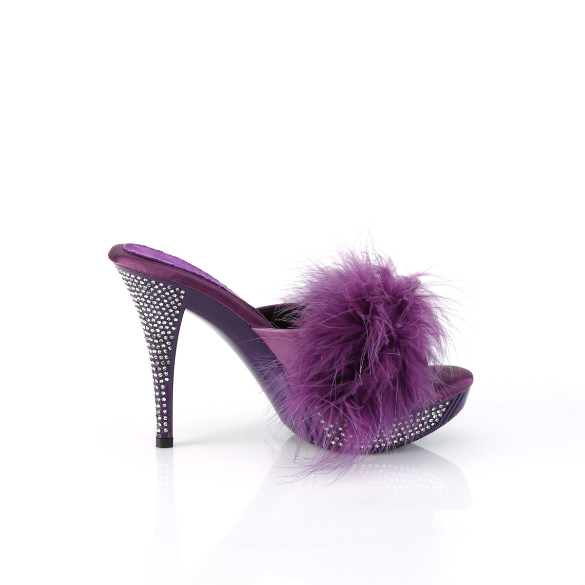 ELEGANT-401F Fabulicious Purple Marabou-Faux Leather/Purple Shoes (Sexy Shoes)