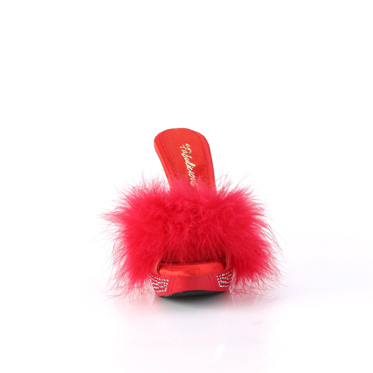 ELEGANT-401F Fabulicious Red Marabou-Faux Leather/Red Shoes (Sexy Shoes)