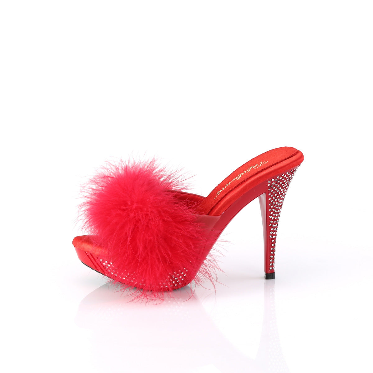 ELEGANT-401F Fabulicious Red Marabou-Faux Leather/Red Shoes (Sexy Shoes)