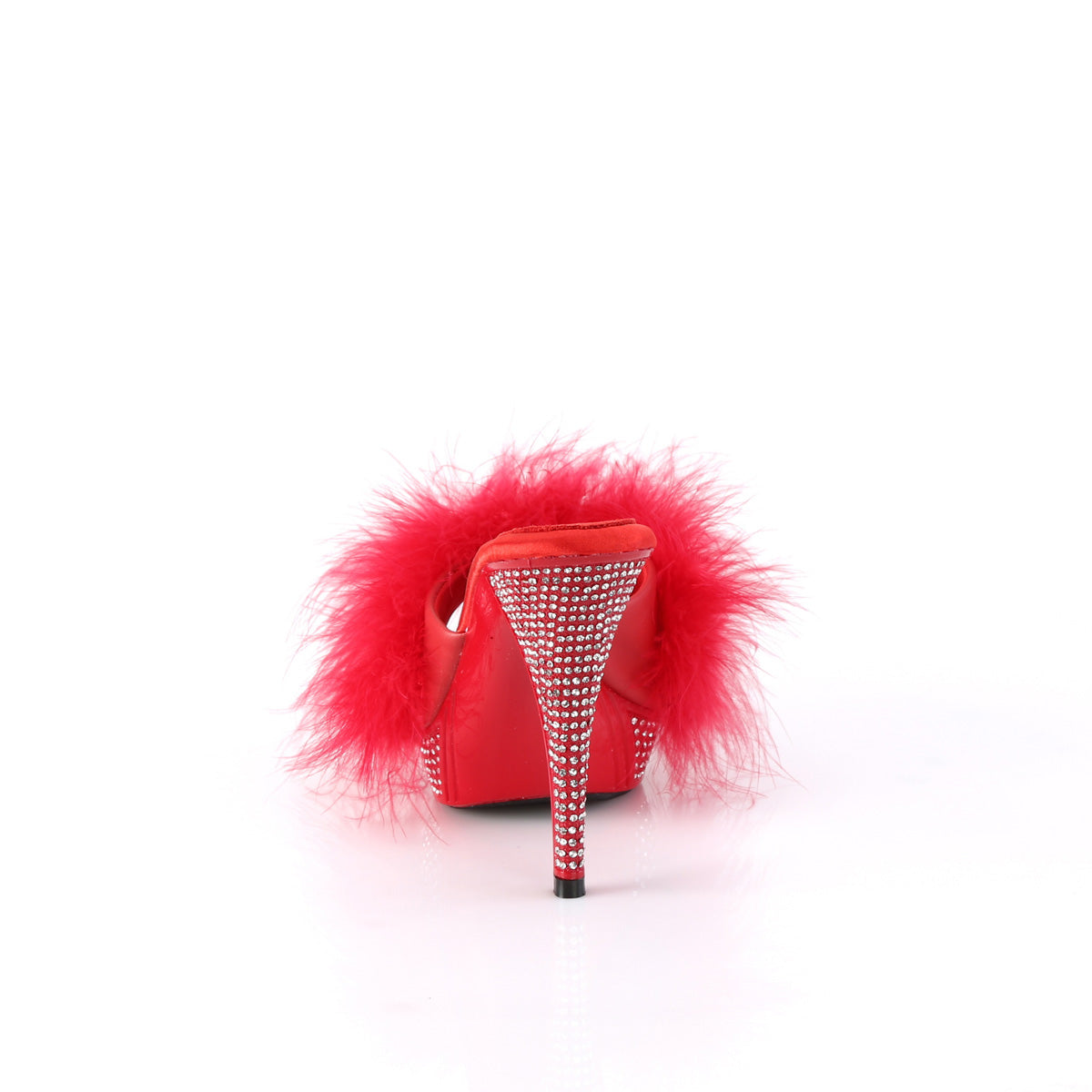 ELEGANT-401F Fabulicious Red Marabou-Faux Leather/Red Shoes (Sexy Shoes)