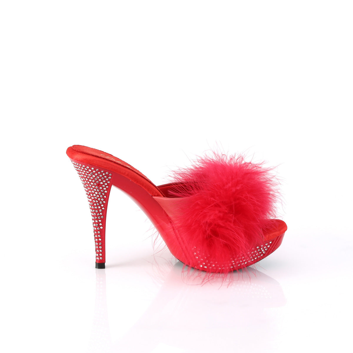 ELEGANT-401F Fabulicious Red Marabou-Faux Leather/Red Shoes (Sexy Shoes)