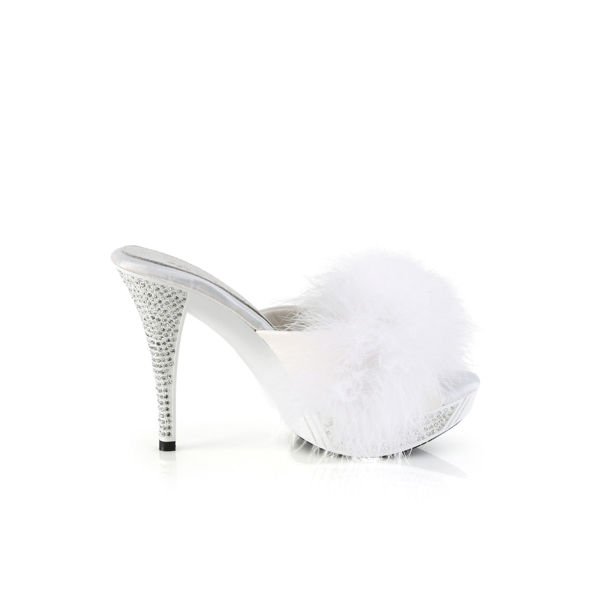 ELEGANT-401F Fabulicious White Marabou-Faux Leather/White Shoes (Sexy Shoes)