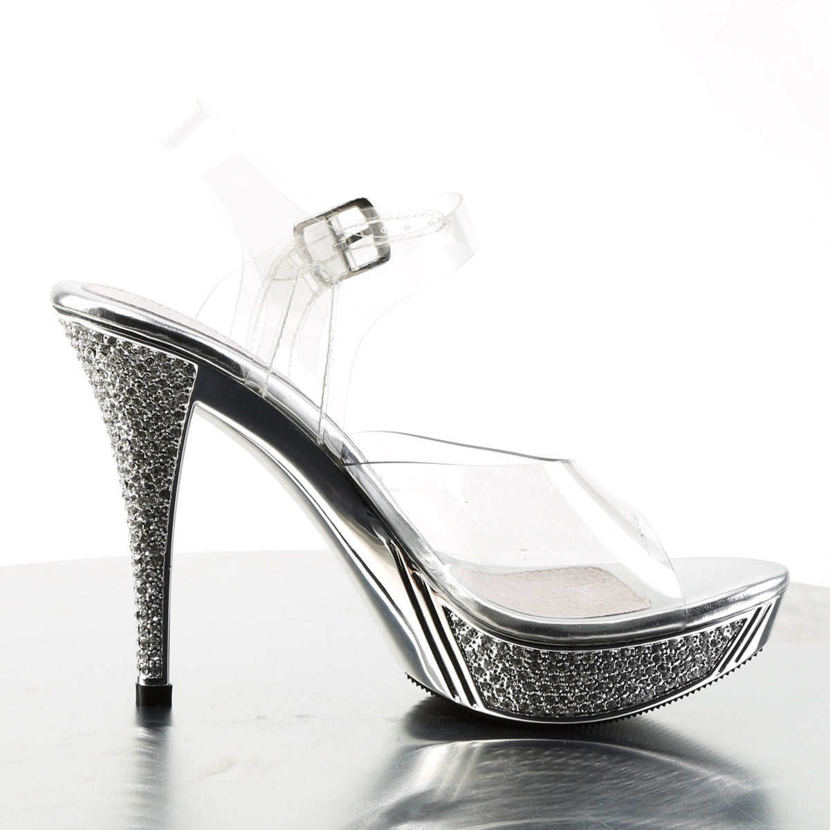 ELEGANT-408 Fabulicious Clear/Silver Chrome Shoes (Sexy Shoes)