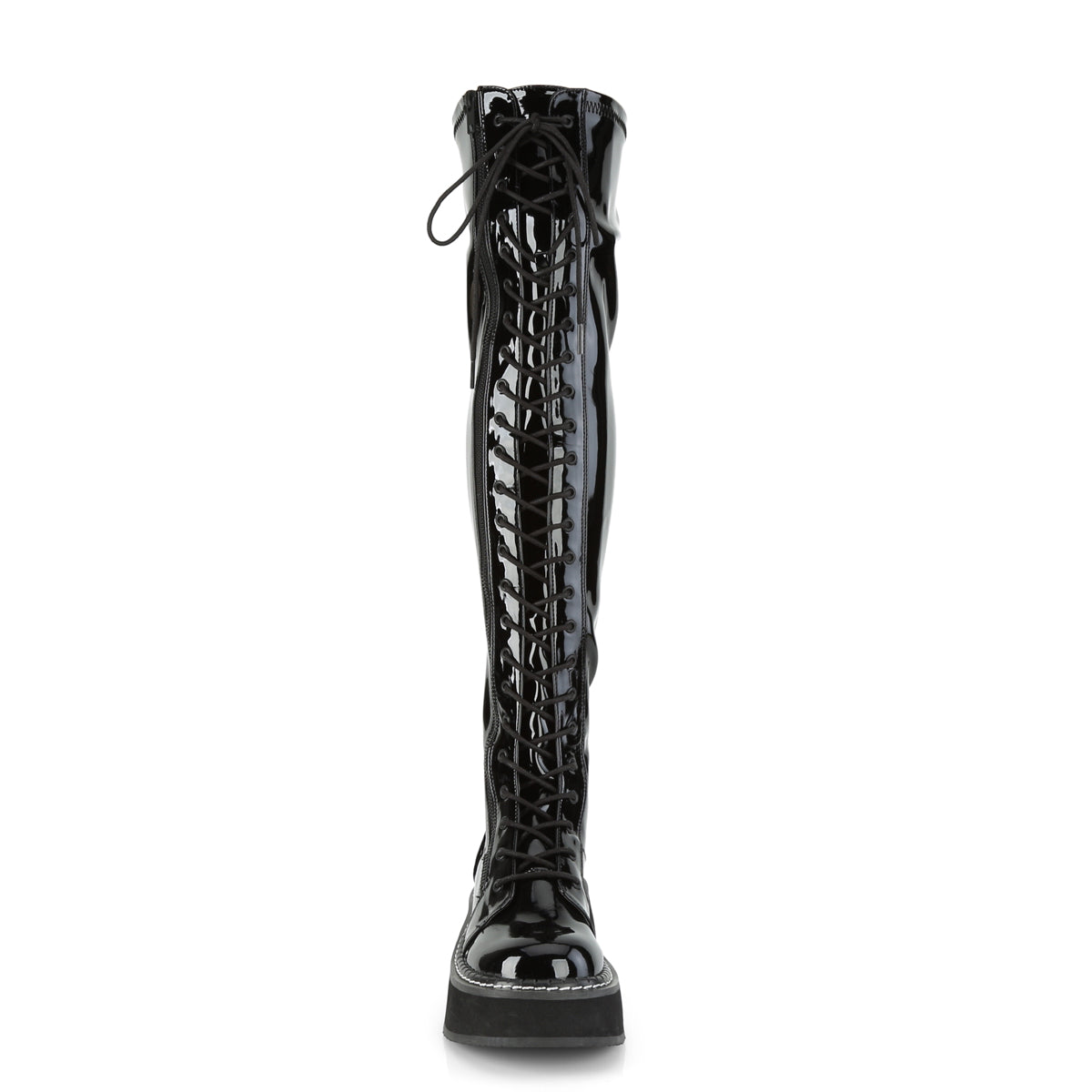 EMILY-375 Demonia Black Patent Women's Over-the-Knee Boots (Sexy Shoes)