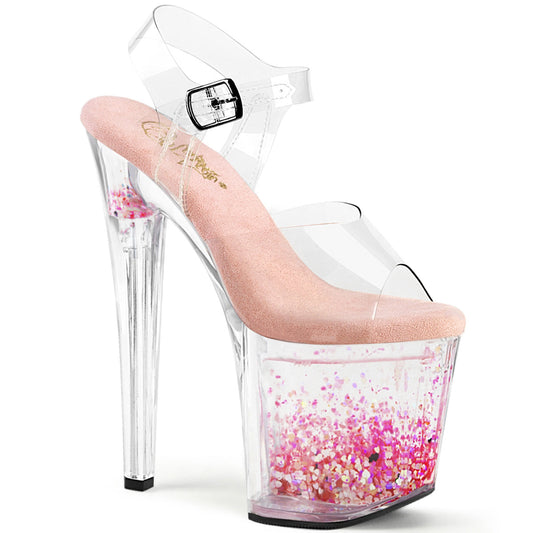 ENCHANT-708AQUA-03 Pleaser Clear Transparent-B Pink Platform Shoes (Sexy Shoes)