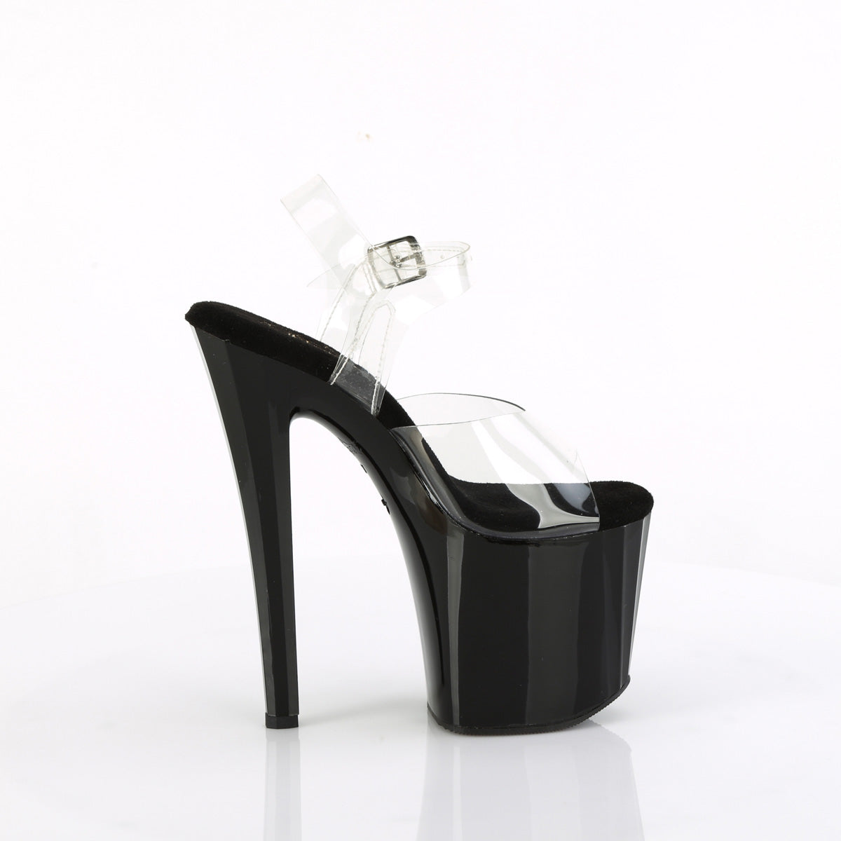 ENCHANT-708LT-CIRCLE Pleaser Clear/Black-Silver Glitter Platform Shoes (Sexy Shoes)