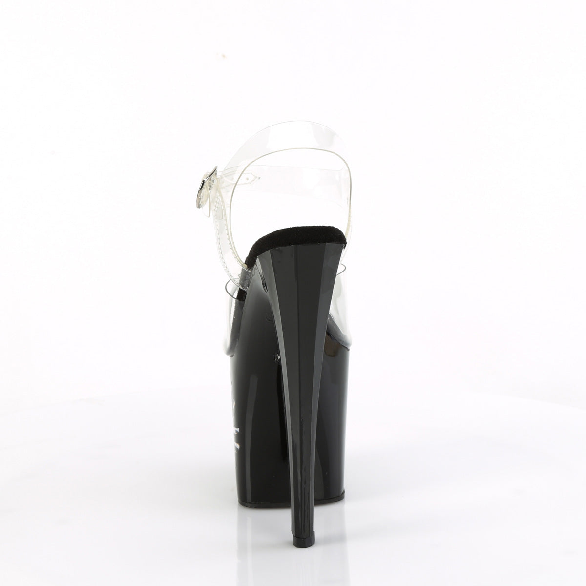 ENCHANT-708LT-PINWHE Pleaser Clear/Black-Silver Glitter Platform Shoes (Sexy Shoes)