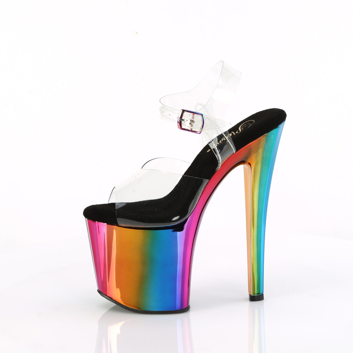 ENCHANT-708RC Pleaser Clear/Rainbow Chrome Platform Shoes (Sexy Shoes)