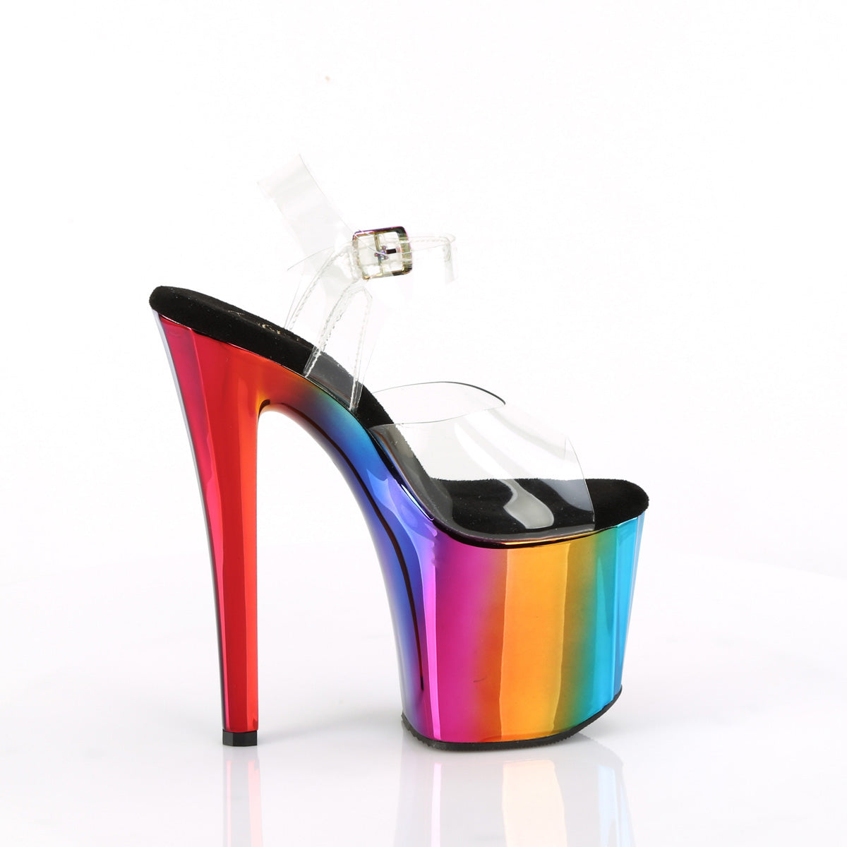 ENCHANT-708RC Pleaser Clear/Rainbow Chrome Platform Shoes (Sexy Shoes)