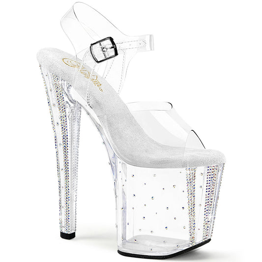 ENCHANT-708RS-01 Pleaser Clear Transparent-AB Rhinestones Platform Shoes (Sexy Shoes)