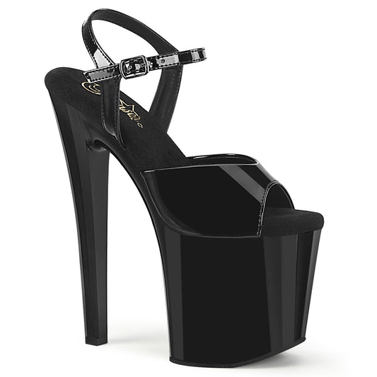 ENCHANT-709 Strippers Heels Pleaser Platforms (Exotic Dancing) Blk Pat/Blk