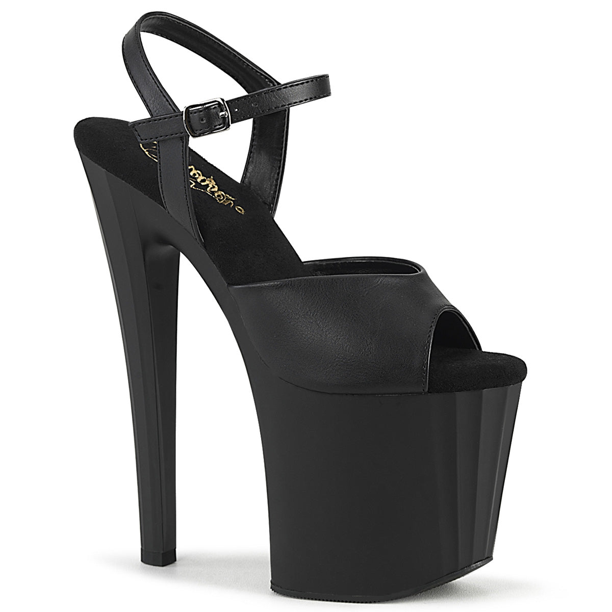 ENCHANT-709 Strippers Heels Pleaser Platforms (Exotic Dancing) Blk Faux Leather/Blk Matte