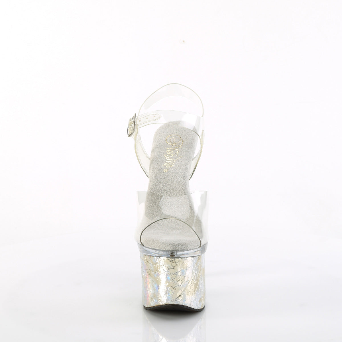 ESTEEM-708CK Pleaser Clear Transparent-Silver Holo Crackle Platform Shoes (Sexy Shoes)