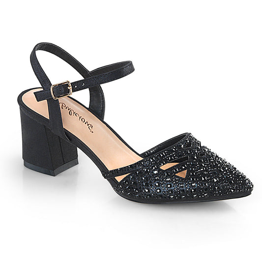 FAYE-06 Exotic Dancing Fabulicious Shoes Blk Shimmering Fabric