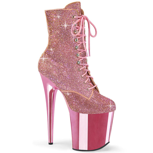 FLAMINGO-1020CHRS Strippers Heels Pleaser Platforms (Exotic Dancing) B. Pink RS/B. Pink Chrome