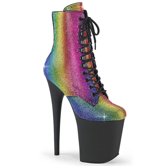 FLAMINGO-1020RS Strippers Heels Pleaser Platforms (Exotic Dancing) Rainbow RS/Blk Matte